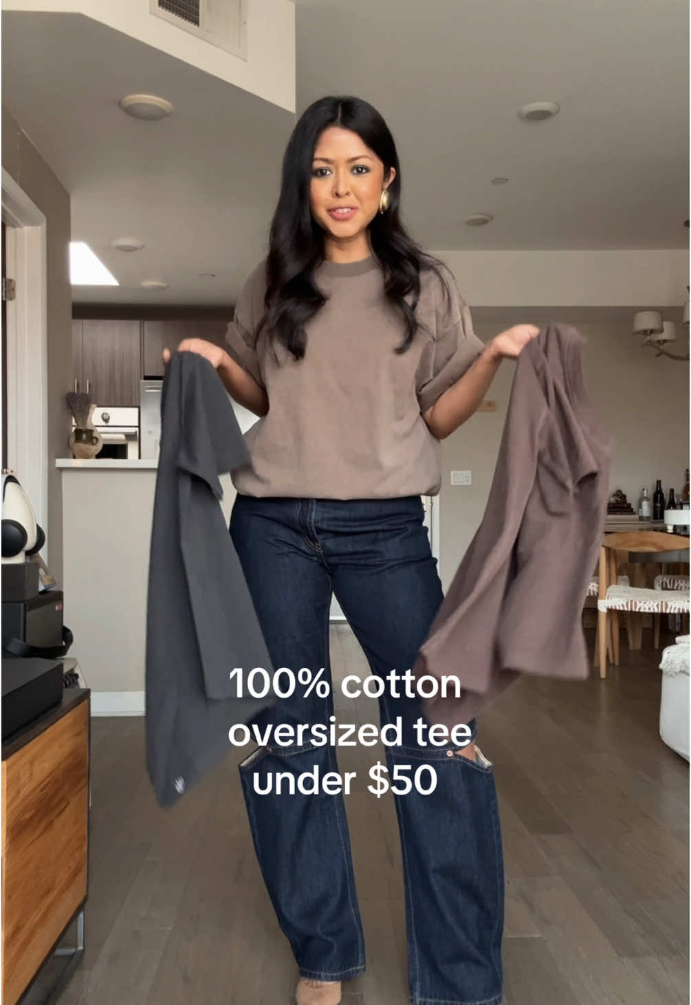 (Link in bio) Perfectly relaxed tees for under $50.  100% cotton!! I’m obsessed #oversizedtees #relaxedtee #cottontshirt 
