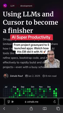 From project graveyard to 5 launched apps: Watch how this EM did it with AI 🚀  #developer #productivityhack #productivity #wasm #softwareengineer #programmer #programming #ai #llm #cursorai #anthropic #json #softwareengineeringmanager #sidehustle #sideproject 