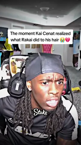 The moment Kai Cenat realized what Rakai did to his hair 😭💔 #kaicenat #rakai #fyp 