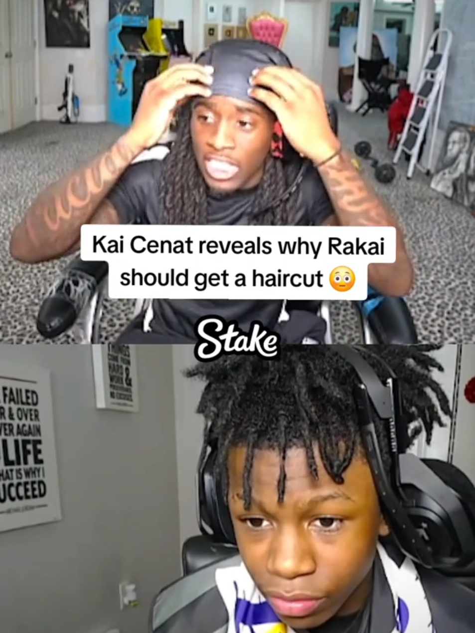 Kai Cenat reveals why Rakai should get a haircut 😳 #kaicenat #rakai #fyp 
