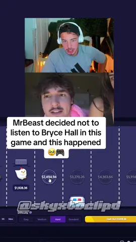 MrBeast decided not to listen to Bryce Hall in this game and this happened 🥹🎮 #fyp #crossyroad #brycehall #mrbeast 