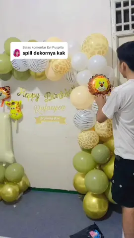 Membalas @Evi Puspita Hasil dekor ayah😍 Beli Balon setnya Cek keranjang kuning ya🥳 #ultahanak #isturning1 #isturningone❤ #fyp #temasafari #balon 