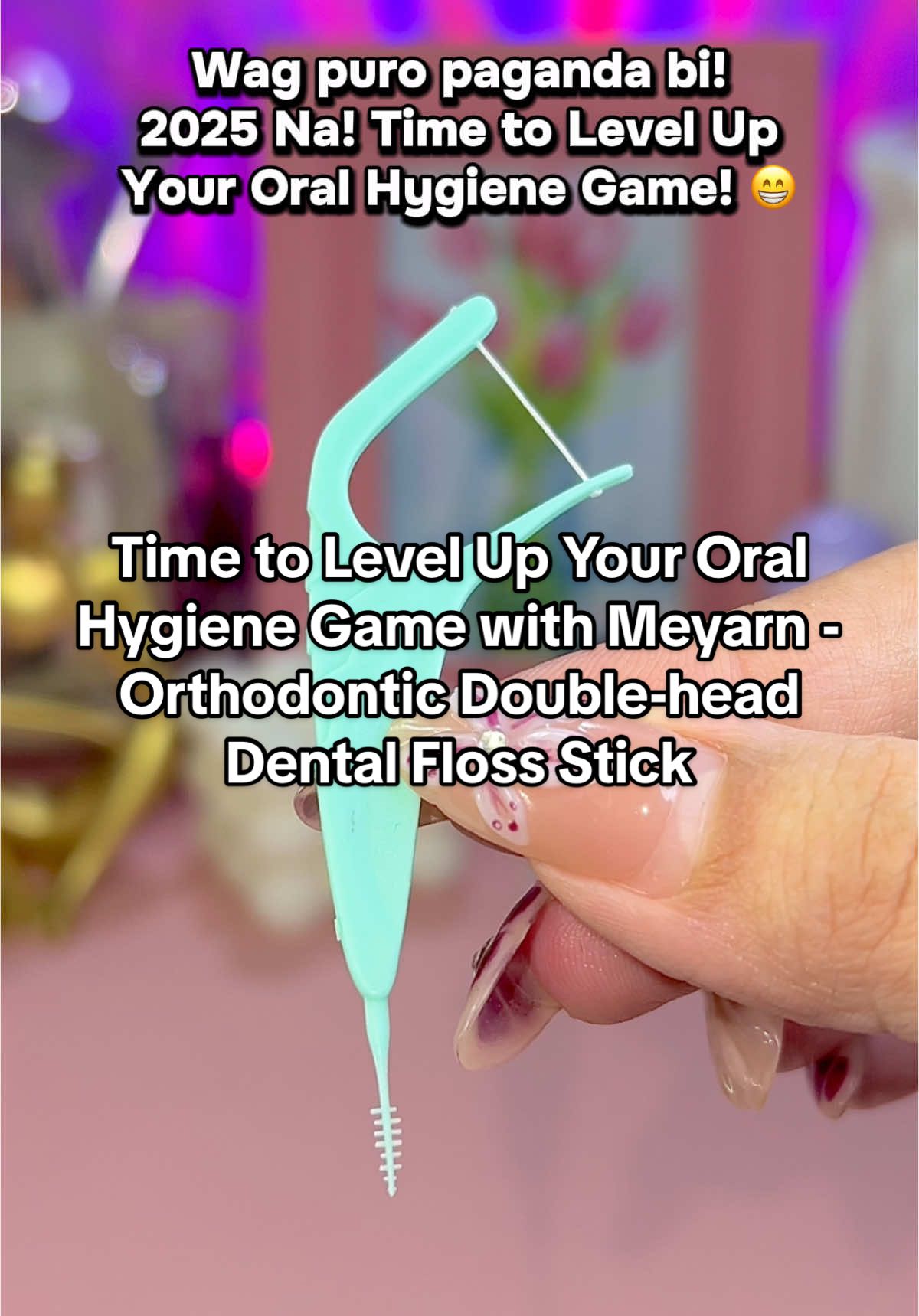 Time to Level Up Your Oral Hygiene Game with Meyarn - Orthodontic Double-head Dental Floss Stick 50 Pieces @Meyarn.Ortho #dentalfloss #dentalflossstick #flosssticks #meyarndentalfloss 