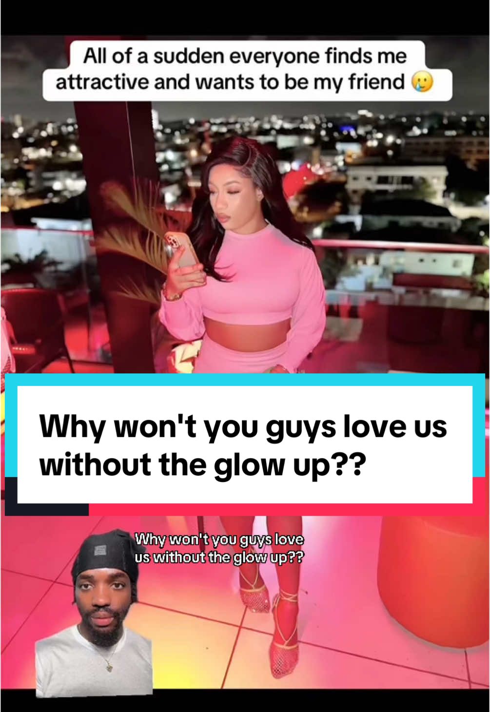 Why won't you guys love us without the glow up?? #GlowUp #beauty #BeautyTok #prettyprivilege 