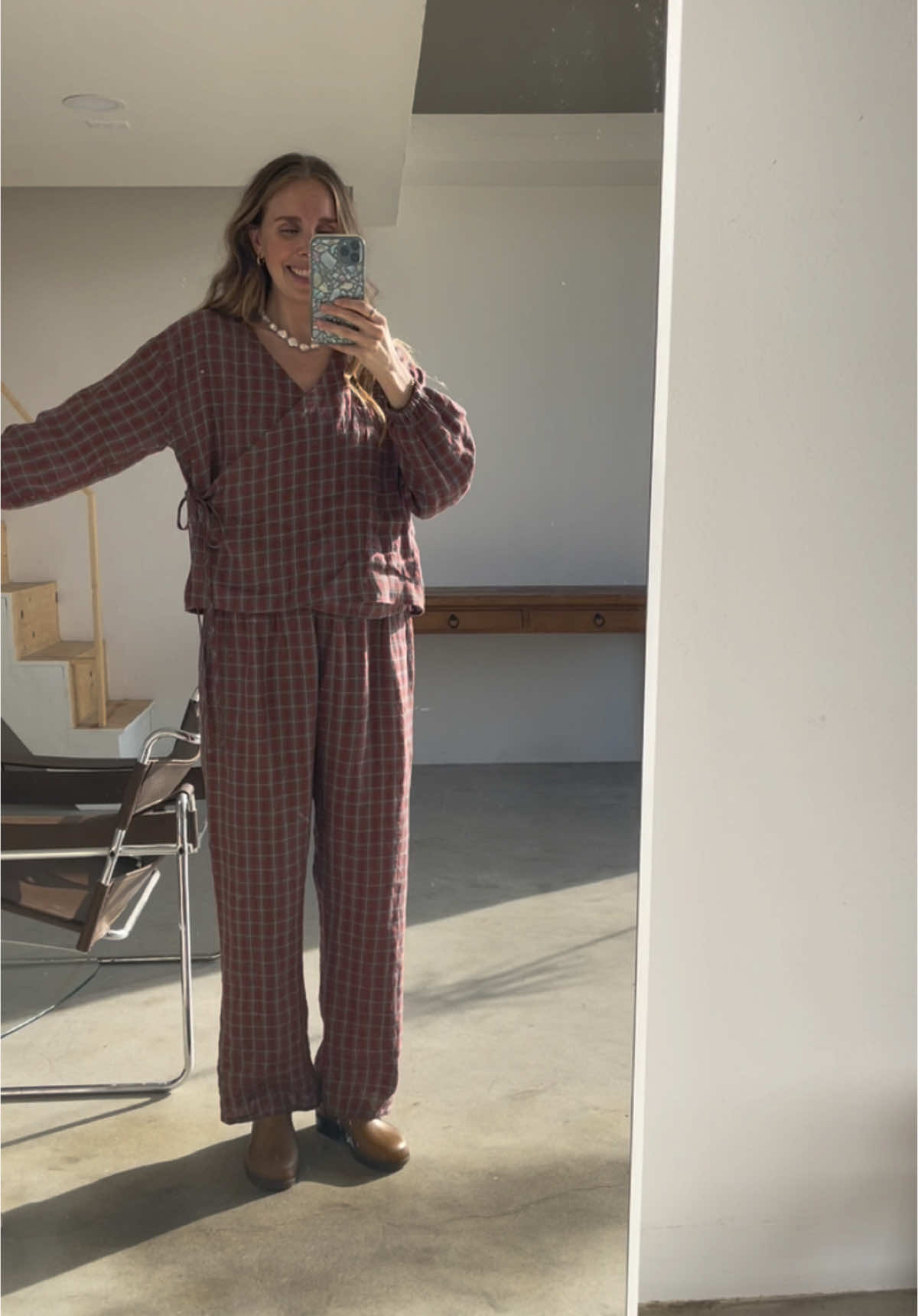 Introducing the Florence set🥹.  Made with 100% pure super soft linen with AZO free dyes. Wrap set with blouson sleeves, inner and outer tie, and comfy pants featuring an elastic waistband. Coming soon! Let me know what you guys think!! #slowfashion #sustainablefashion #postpartum #stahm #womenownedbusiness #linen 