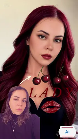 🍒🍒 cherry cherry lady 🍒🍒 Ai Filter that shows you with long dark cherry red hair and cherry/cola make up 😍 Please use and share it 🫶 #cherry #red #hair #cherrycherrylady #cherryred #aifilter #ai #makeup #hairstyle #capcut #capcut2025 