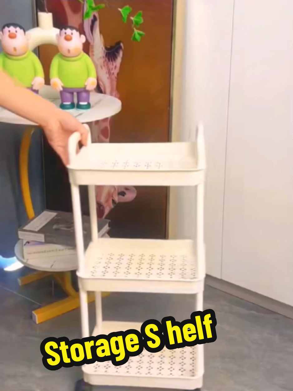 Mall Trolley Cart 3/4/5 Tier Moving RackKitchen Storage Shelf Bathroom OrganizerBath Storage Rack Handle#fyp #goodthing #tiktokshop #foryou 