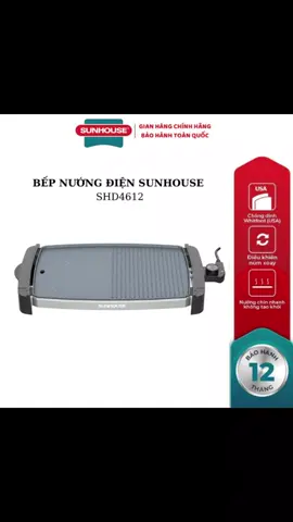 Bếp nướng điện Sunhouse SHD4612                                            ✳ Diện tích mặt bếp lớn, chiên nướng thả ga  📶 Mặt bếp chống dính cao cấp, dễ lật đảo thực phẩm 📶 Tự ngắt khi quá nhiệt, an toàn và hạn chế cháy khét 📶 Khay hứng mỡ thừa tiện lợi                                                        ♦️ Bếp nướng điện SUNHOUSE SHD4612 không chỉ đơn thuần là một thiết bị nấu nướng mà còn là giải pháp hoàn hảo cho những bữa ăn ngon, đầm ấm bên gia đình.                                                    ♦️Với thiết kế hiện đại, tiện dụng cùng nhiều tính năng vượt trội, hứa hẹn mang đến những trải nghiệm nướng tuyệt vời. ♦️Bếp nướng điện Sunhouse SHD4612 có thiết kế nhỏ gọn, kiểu dáng hiện đại, dễ dàng lắp đặt và sử dụng trong không gian bếp của mọi gia đình.                              ♦️ Các chi tiết thiết kế được bố trí thông minh, giúp tối ưu hóa không gian và mang đến sự thuận tiện tối đa  ♦️Bếp được thiết kế thêm khay hứng mỡ thừa tiện lợi, dễ dàng tháo lắp và vệ sinh, giúp loại bỏ lượng mỡ thừa hiệu quả trong quá trình nướng, mang đến những món ăn không chỉ thơm ngon mà còn bớt dầu mỡ, tốt cho sức khỏe #bepnuongdiensunhouse  #bepnuongdiensunhouseshd4612 #bepnuongdien 