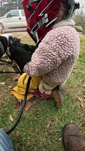 ###teachgirlsrealstuff ✅welding❤️ doing a few practice welds on the donor cart before fabricating a battery powered all terrain engine stand. 