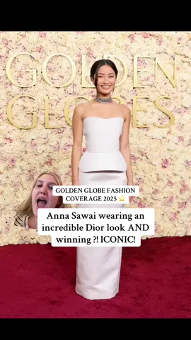 #greenscreen Anna Sawai in INCREDIBLE Dior AND winning a golden globe for shogun ?! ICONIC! posting my interview with her soon :-) #annasawai #shogun #shogunfx #hulu #goldenglobes2025 #dior #celebrityfashion #fashiontiktok #fashionnews 
