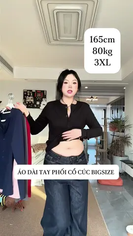 Phàn 4091 | Áo dài tay phối cổ cúc Bigsize #phốiddoofđẹp #chubby #santastorybigsize #quanjeansuong #quanjeanongsuongbigsize #aocosomibigsize #aokieubigsize #aobigsize #chanvayxinh 