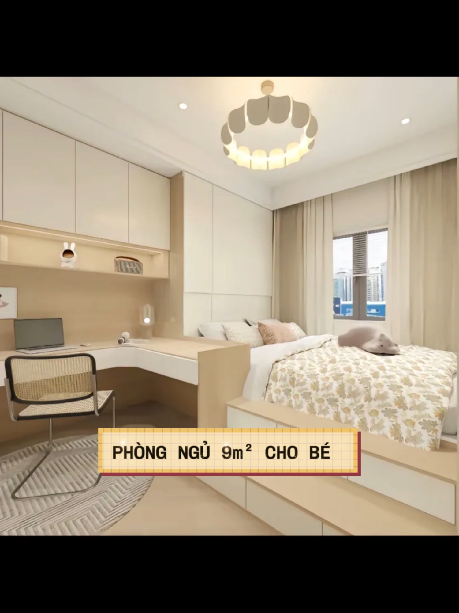 Phòng ngủ 9m2 cho bé - tối ưu tối đa không gian... #phòng ngủ hiện đại của trẻ #apolo286 #thiết_kế_nhà #homedecor #design