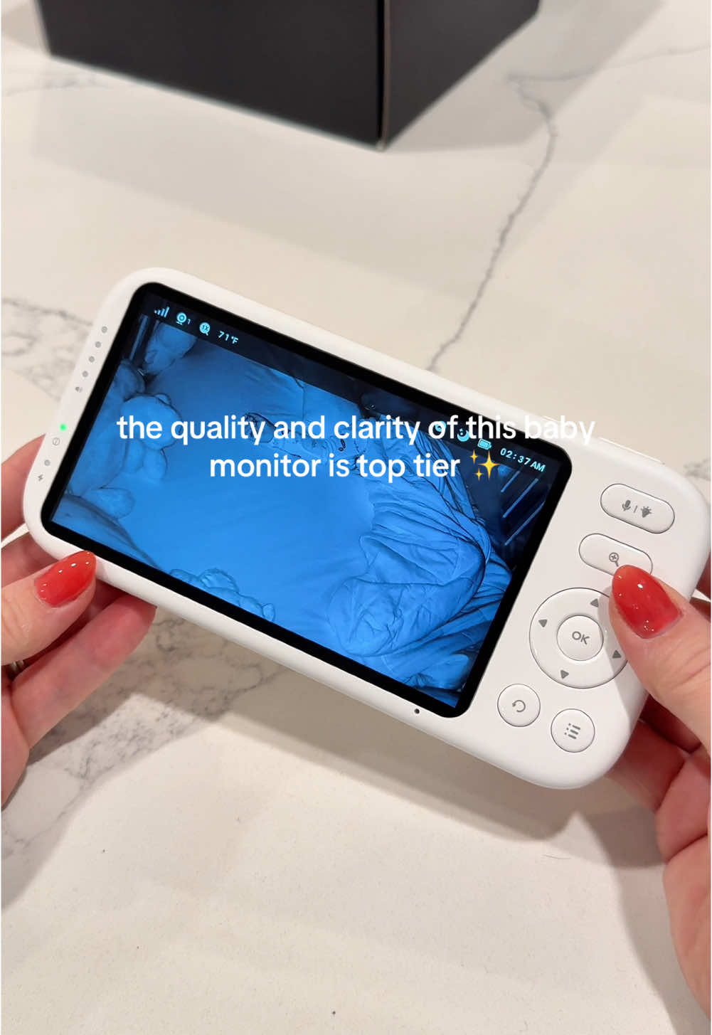 I didn’t think a baby monitor could be beautiful but this one is gorg ✨  took me literal minutes to set up, has elite night vision on a crisp large screen, has two way audio so I can hear and I can also talk to them, plus it works up to 3600 ft! everything you need without having to rely on WiFi 🫶   10/10 recommend! 🤍 #babymonitor #babyregistrymusthaves #babyregistry #babymonitorcam #babycamera #babyregistrytips #babyregistryideas #mommusthaves 