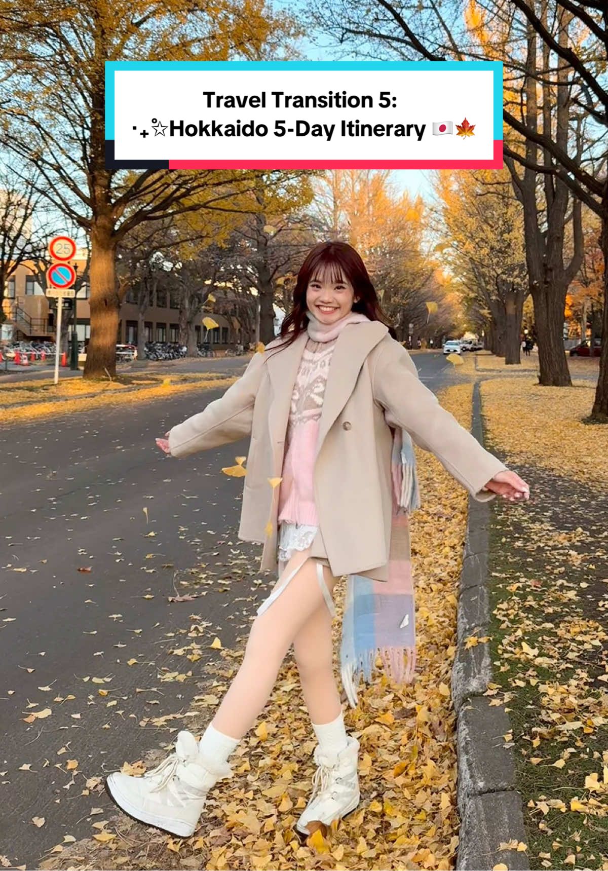✈️ SAVE this for your next trip 🥰🇯🇵  **Tips: Start filming the video on 2x zoom; and click 0.5x while recording, you will get this beautiful zoom out effect for your travel transition hehe ✨🫶🏻 Try it and let me know!!  Also, herewith the Hokkaido 5-Day Itinerary 北海道旅行で巡ったところ集:  📍Hokkaido University 北海道大学 📍Susukino 薄野 📍Hakkodate han 函馆 📍Sapporo TV Tower 札幌电视塔 📍Goryokaku Park 五棱郭公园 📍Yukura Shrine湯倉神社 📍Shiraoi Ainu Village 自老阿伊努民族村 (FOLLOW for more travel content idea 😘💡)  #FlyAirAsiaX @Fly AirAsia #Hokkaidolove #travelwithwingkeh #Love #travel #hokkaido #北海道 #北海道旅行 #transition #traveltiktok #japantravel #cute #tutorial #traveltransition #tiktokguru #japanese #japanesegirl 