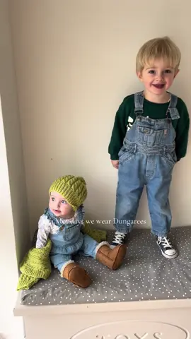 Dungaree Mondays 🤍 #OOTD #toddlersoftiktok #babylove #baby #siblingcheck #monday  #fyp 