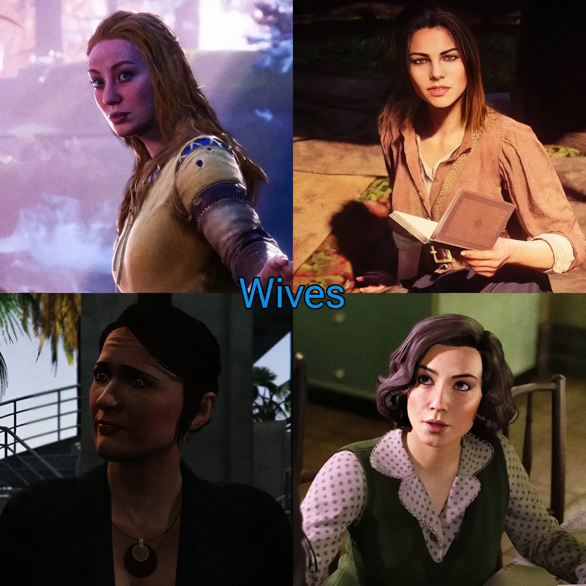 perfect couples | #_fullcruyff_ #ronaldinho_fp #faye #abigailroberts #abigailmarston #amandatownley #amandadesanta #sarahangelo #kratos #johnmarston #michaeltownley #michaeldesanta #tommyangelo
