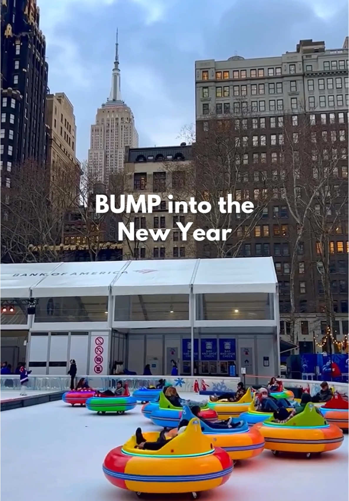 Bumper Cars on Ice ❄️ Do not miss this super ‘cool’ experience - Bryant Park’s Ice Bumper Cars at Bank of America Winter Village are back! These inflatable vehicles glide across the ice and are controlled by hand joystick toggles. They are an amazingly fun ride! WHERE: 📍 Bank of America Winter Village at Bryant Park. Located between 5th and 6th Avenues and 40th and 42nd Street WHEN: ⏰ Bumper Car experience opens Friday January 10 through March 1st TICKETS: 🎟 Bumper Cars start at $26 for 10 mins, and due to popularity - reservations are highly recommended! Make reservations online.  TRAVEL TIP: 📕Children must be 7 years old and 42” to ride. No lap rides allowed. Tickets released 1 week in advance.  WHERE TO NEXT: 🧭 Make a day of it at the park! Have a spin on the ice, take a ride on Le Carousel, and then stop for some hot cocoa, all just steps away! @bryantparknyc #bryantpark #wintervillage #winterfun #bumpercarsonice #bryantpark #whattodoinnyc #nyc #newyorkcity #nyckids #citykids