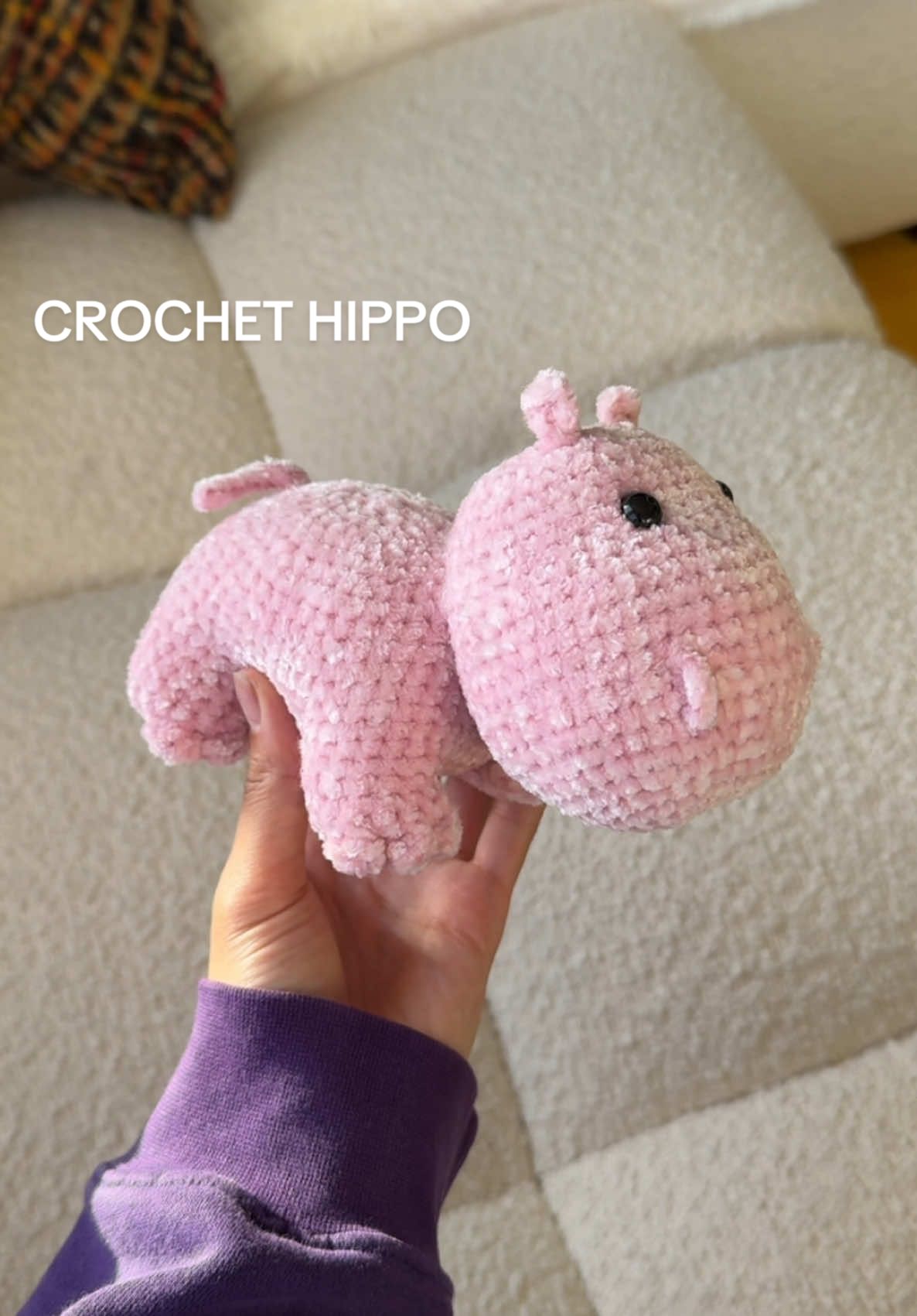 The cutest little crochet hippo 🦛 pattern by @avaloncrochets #crochettiktok #crochetplushie #crocheting 