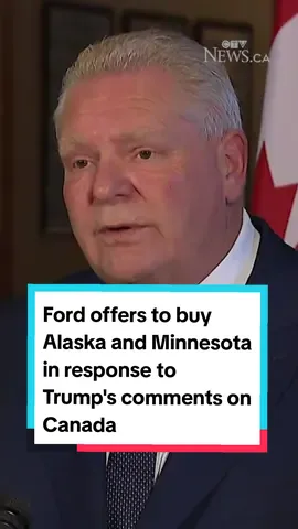 Ontario Premier Doug Ford fired back at U.S. President-elect Donald Trump's repeat comments calling on Canada to become the 51st state by making a counteroffer of Canada buying Alaska and Minnesota instead. #ctvnews #ctvnewstoronto #toronto #foryou #fyp #newstiktok #torontotiktok #dougford #queenspark #ontario #onpoli #justintrudeau #ottawa #canada #trump #tariffs 