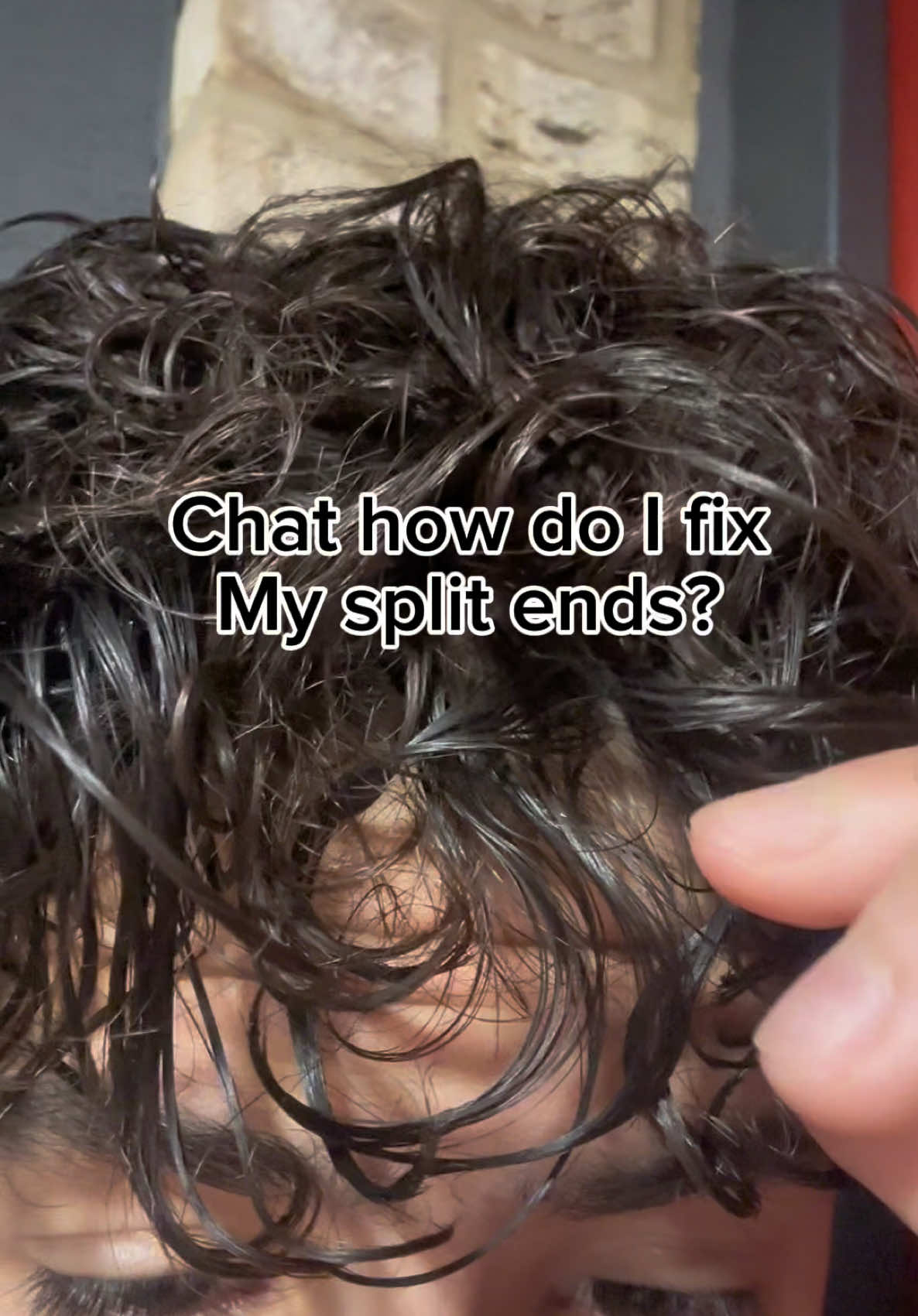 Is there any other way to fix it other than just cutting it #fyp #viral #curlyhair #curlyhead #splitends 