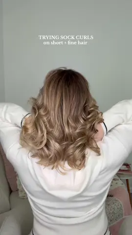 Step by step for how I did these sock curls on my short and fine hair!! Not my favorite curls but it did work! #heatlesscurls #heatlesshairstyles #shorthairstyles #finehairstyles #sockcurls @Wet Brush @Dae Hair 