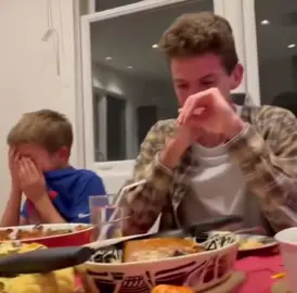 Boy crying at table/ grateful boy at thanksgiving/ boy crying on thanksgiving while family laughs/ overly thankful boy #fyp #reactionvideos #foryou #goldenglobes 