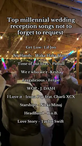 These are the top 10 songs I see get the party moving on the dance floor at a wedding reception! After 100+ weddings I’ve seen some parties I could have never left and parties that got left before cake because of the flow of the DJ which is why picking a DJ with a legit portfolio and experience matters to the memories you make!  No one wants to come to a wedding reception to chat for hours in their seats, so make sure your dj puts on show that keeps the energy alive all night! These songs are for crowds ready to skip past the line dances and to the peak of millennial throwbacks! These songs will take you straight back to getting ready with your best friends or laughing in the bath seat of your uber! These vibes will carry the party all night long (not the cha cha slide 👀)  #weddingtiktok #weddingplanning #engaged #2025bride #weddingreception 