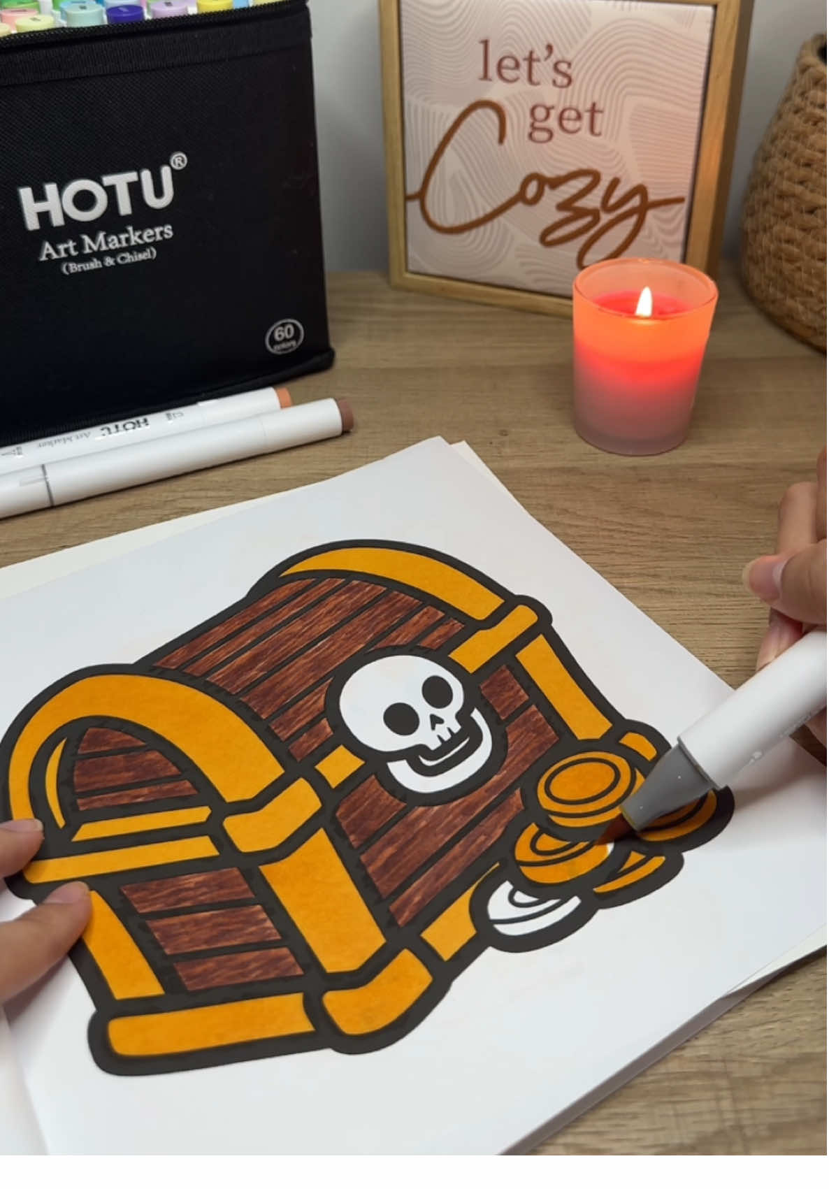 Still learning but I really liked this one 💛 #newhobby #colortok #coloringbook #alcoholmarkers #hyperfixated #coloringtutorial #coloring 