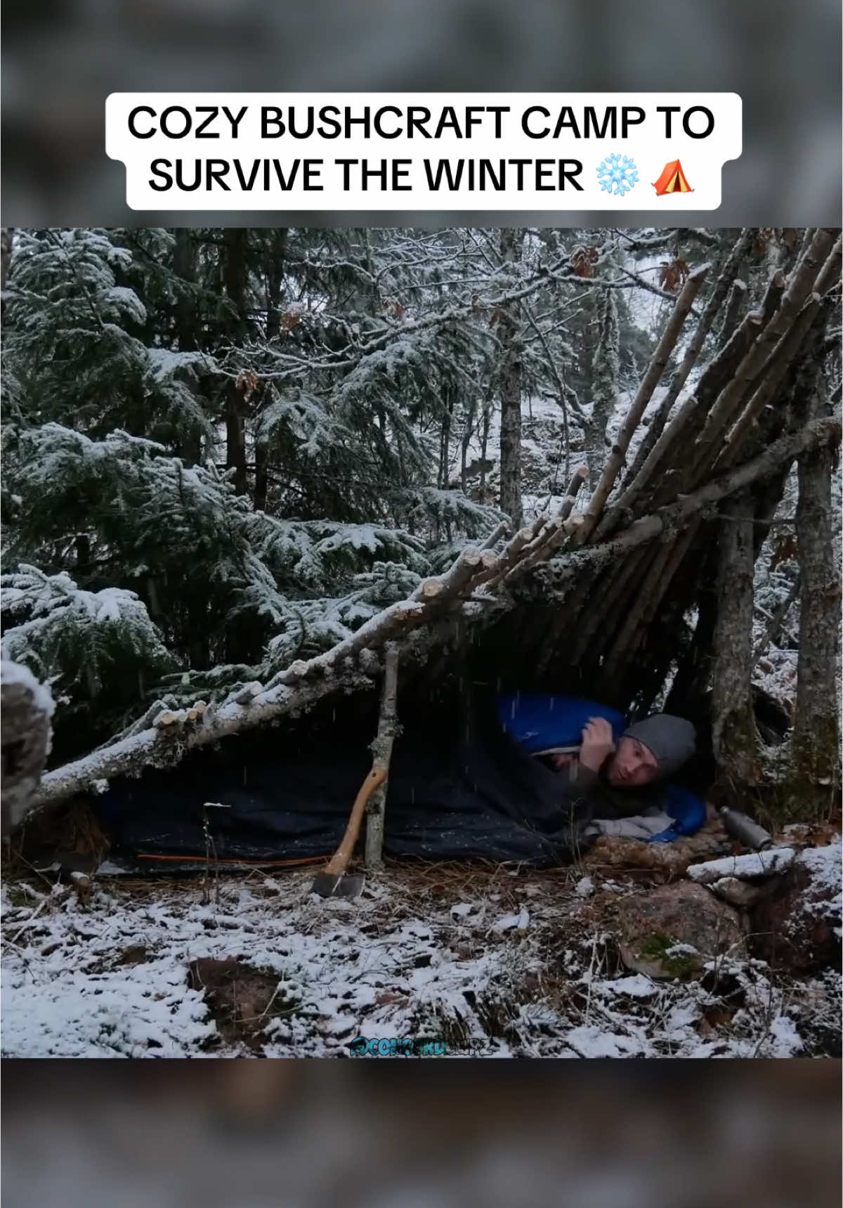 Bushcraft camping in the snow #bushcraft #camping #outdoorlife #survival 