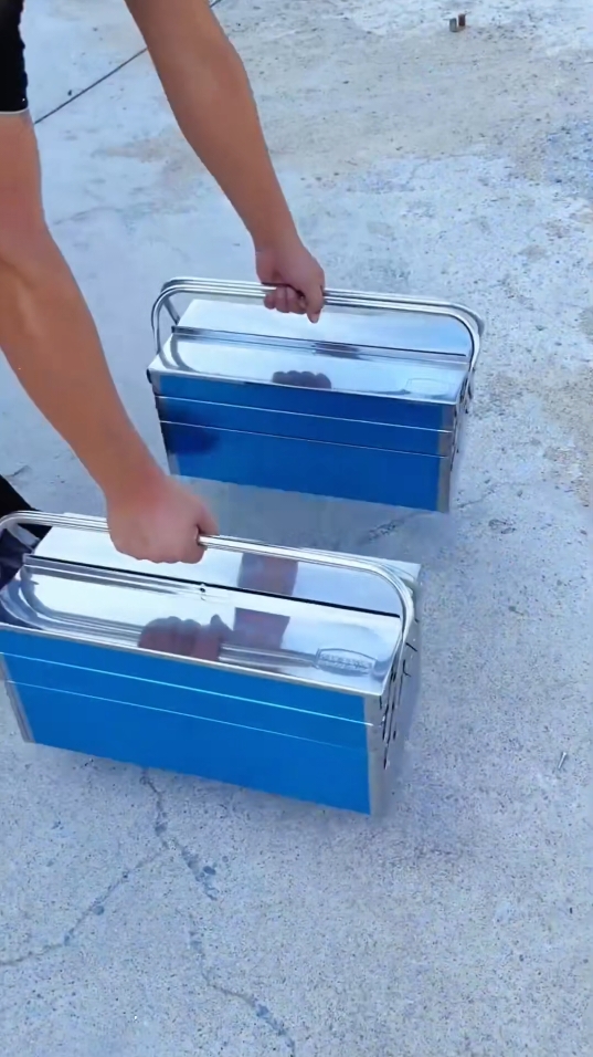 2/3 layer Tools box stainless steel Heavy-duty storage organizer metal tool box set for tools big toolbox heavy duty large#Stainless steel folding toolbox # hardware tools #fyp #foryou #tiktokshop #goodthing 