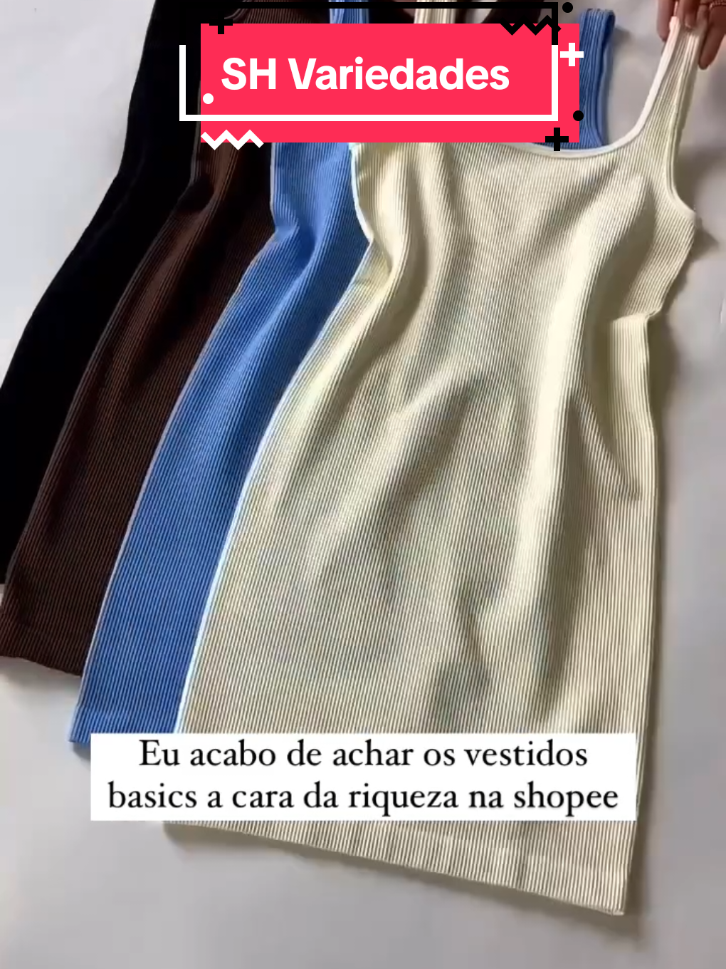 🔎Vestido Curto Canelado Ribana Algodão l. Compre na Shopee agora! comente o vídeo que te envio o link 🔗 💖