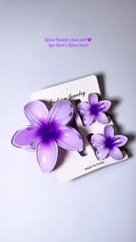 1 big and 2 mini flower claw set for purple girlies 💜 #purple #purplelover #flowerclip #hairclip #flowers #flower 