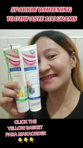 SPARKLE WHITENING TOOTHPASTE 100GRAMS LEMON SODA OR PEPPERMENT KAYA CLICK THE YELLOW BASKET PARA MAKAORDER#sparkle #SPARKLE #sparkles #sparklewhiteningtoothpaste #whiteningtoothpaste #teethwhiteningfoamtoothpaste #whiteningtoothpaste #trendingsong #trendingtiktok #viral_video #viral #trendingnow #viraltiktok #trendingvideo 