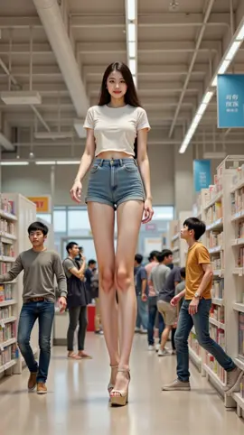 AI Mini Giantess #heightcomparison #heightdifference #sizedifference #minigiantess #tallwoman #giantess #tallgirl