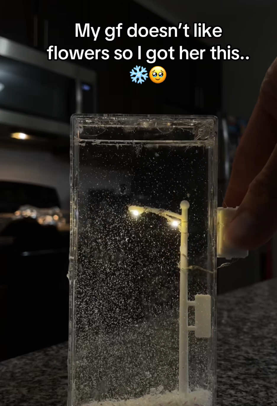 She loves it so much 😍❄️🌨️ #lamp #snowfall #snow #giftsforher 