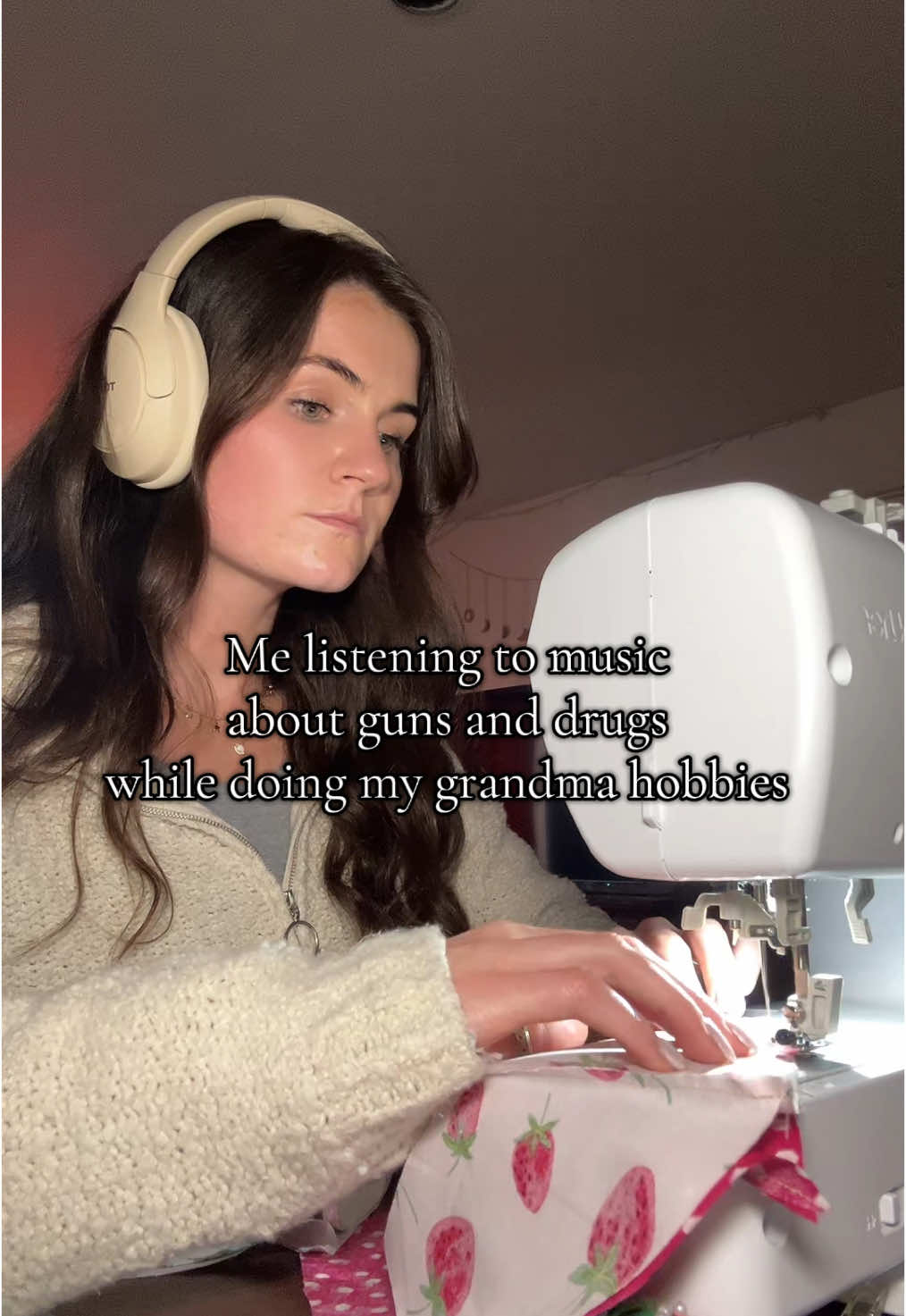 My hobbies may be soft but my music is not #sewing #sewingtiktok #grandmahobbies #hobby #girliethings #sewtok