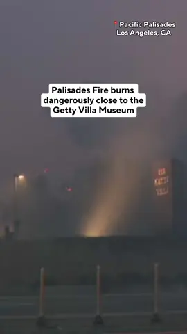 The Palisades Fire is burning dangerously close to the Getty Villa Museum Tuesday as it continues to grow, forcing roughly 30,000 people to evacuate more than 10,000 homes . The fire, which has spread to vegetation surround the building, has not threatened the the Getty Villa structure itself, according to J. Paul Getty Trust President Katherine Fleming. 
