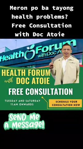 Meron po ba tayong mga health concerns? We have a FREE CONSULTATION :)  #zynergia #docatoie #docatoiearboleda #healthforumwithdocatoie 