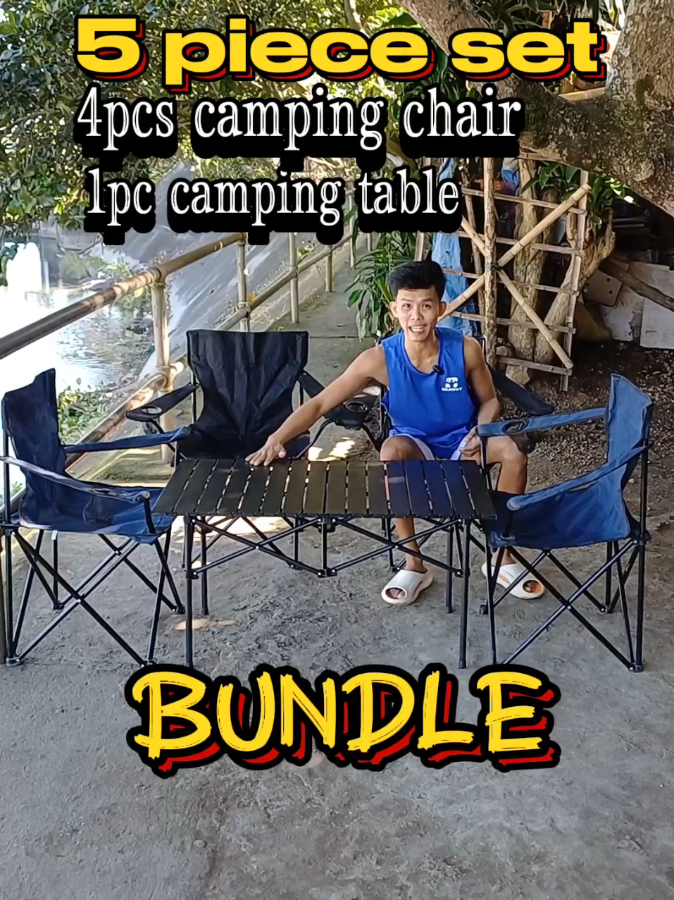 5 PIECE SET. 4pcs camping chair 1pc table. magagamit talaga pang camping outing picnic o pang outdoor activities. komportable relaxing talaga gamitin ang camping chair. #camping #outing #picnic #campingchair #campingtable #chair #table #comfortable #relaxing #quality #tiktok #tiktokph #tiktokfinds #budolfinds #fyp 