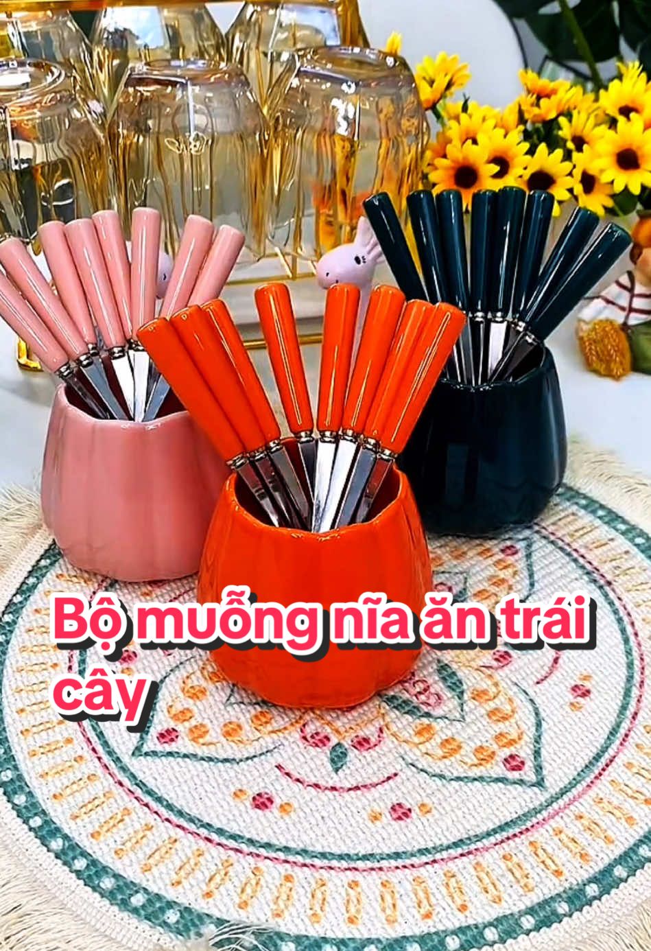 Bộ muỗng nĩa ăn trái cây cao cấp phong cách bắc Âu #bomuongniatraicay #bomuongnia #bomuongniatraicaycansu #diaantraicay #giadungtienich 