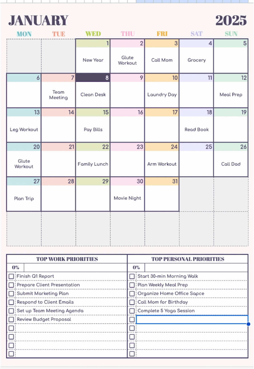 👩‍💻 Work from Home Planner, Google Sheets Template #2025 #work #from #Home #planner #calendar #todolist #priorities #daily #monthly #plan #googlesheets #template #digitalplanner 