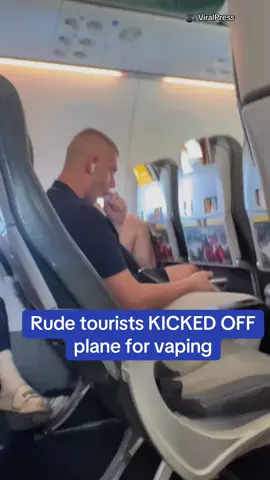This is the moment a group of rude tourists were kicked off a plane for vaping in front of shocked passengers in Thailand. The rowdy vacationers appeared to IGNORE safety rules as they puffed on their vapes, annoying fellow passengers as the cabin began filling with a sickly sweet stench. 🎥 ViralPress #news #tourists #rude #plane #travel 