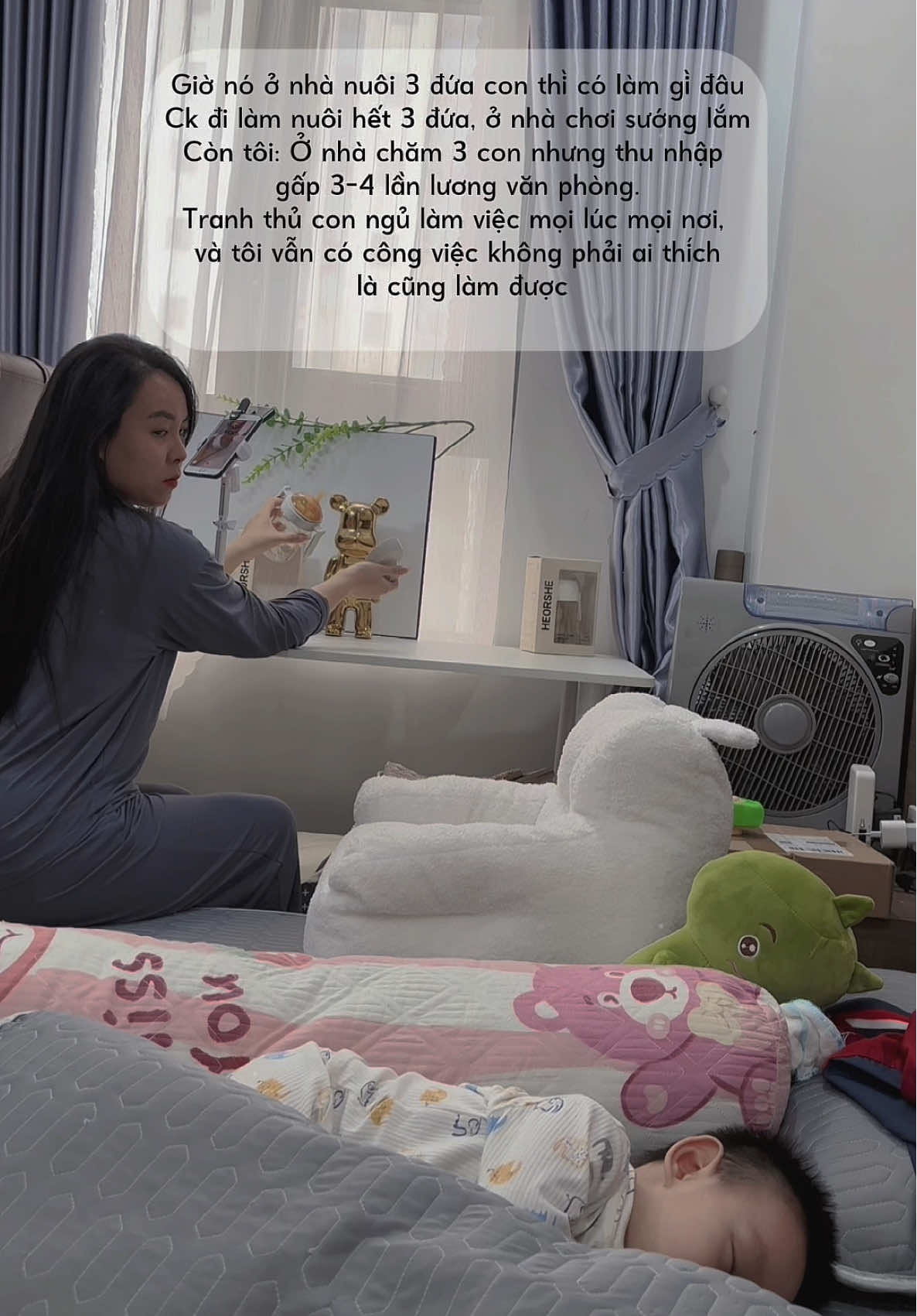 Từ ngày làm Affiliate thời gian tui rảnh là dành cho nó . Chỉ tranh thủ con ngủ là tui làm video trả brand. Và mẹ bỉm chúng tôi cũng có công việc, không phải ăn bám 👌, đúng không các mẹ! 