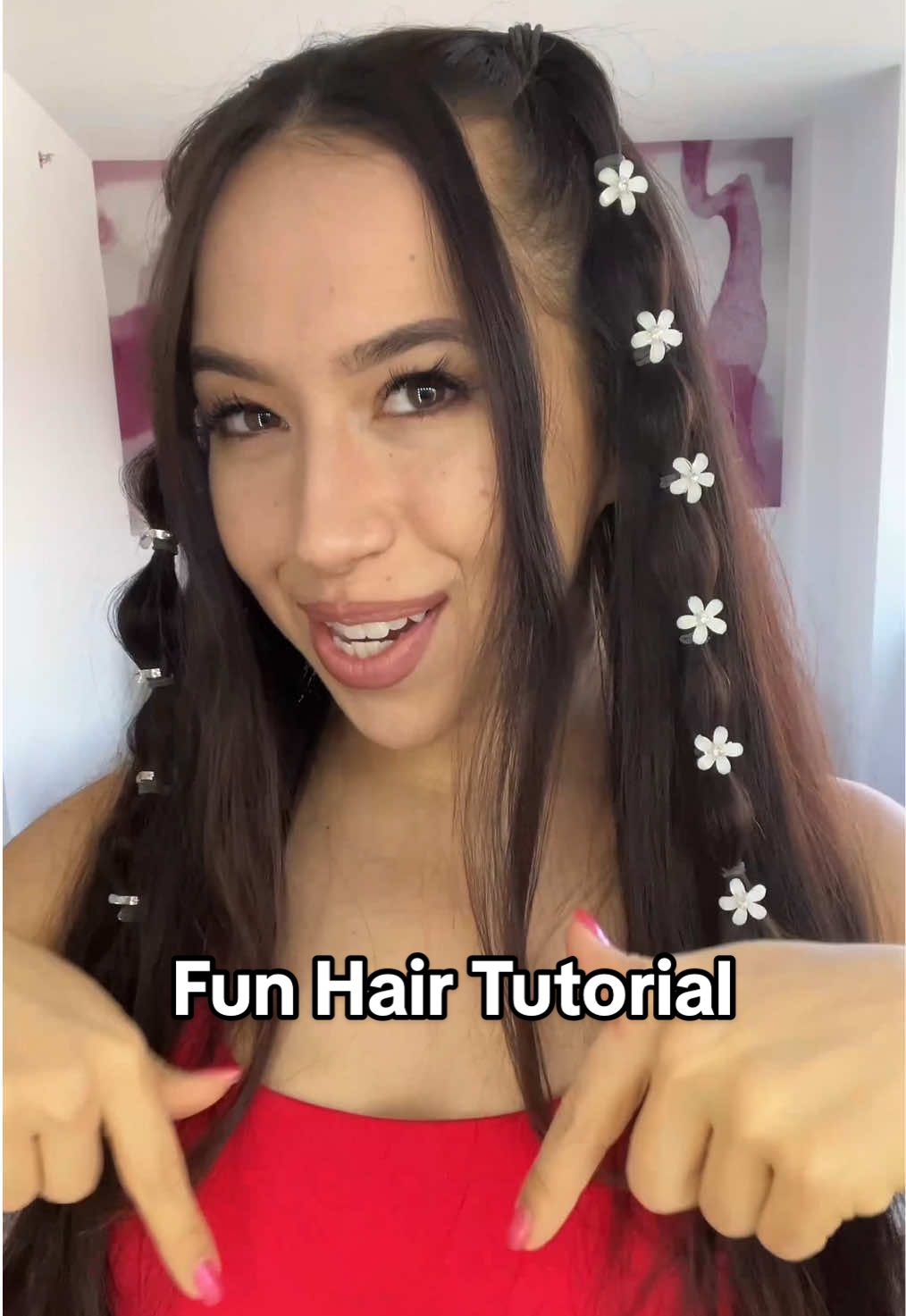 Fun Hair Tutorial🌸 #hairtok #hairinspo #hairinfluencer #daehair #nexxushair #pantenehair #garnierhaircare #hairstyle 