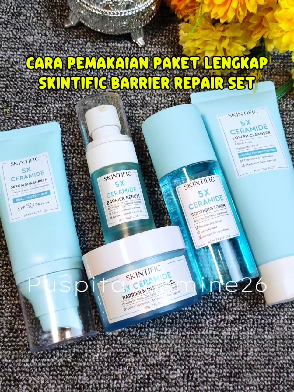 Cara Pemakaian Paket Lengkap, Skintific Barrier Repair Set #skintific #skintificid #perawatanwajah #skincare #skincareroutine #barrierrepair #5xceramide #viral #glowing 