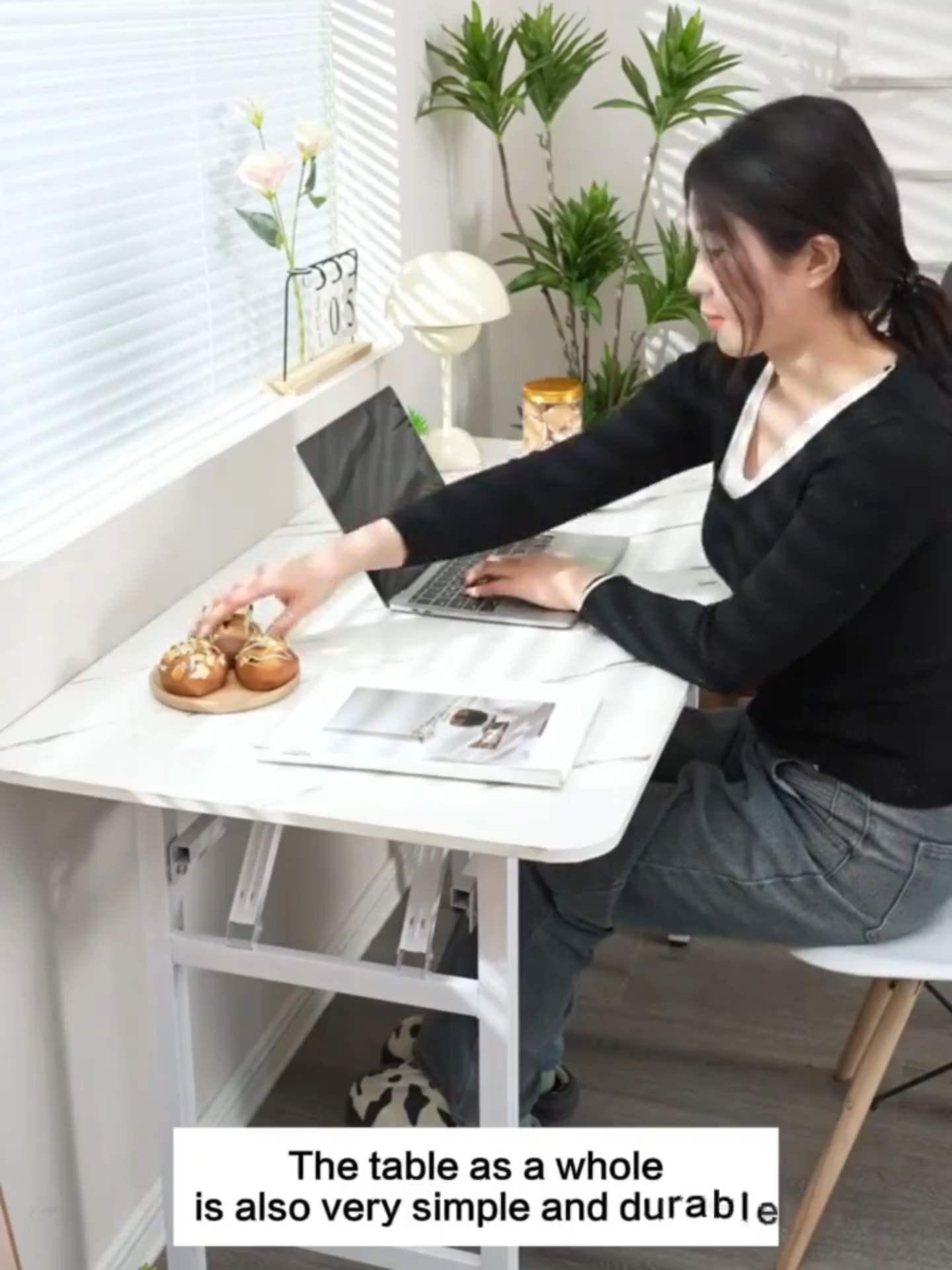 【24-Hour Fast Delivery】Folding Table Double Layer thicken marbling wooden Foldable Table Office Table Study Writing Table Computer Desk