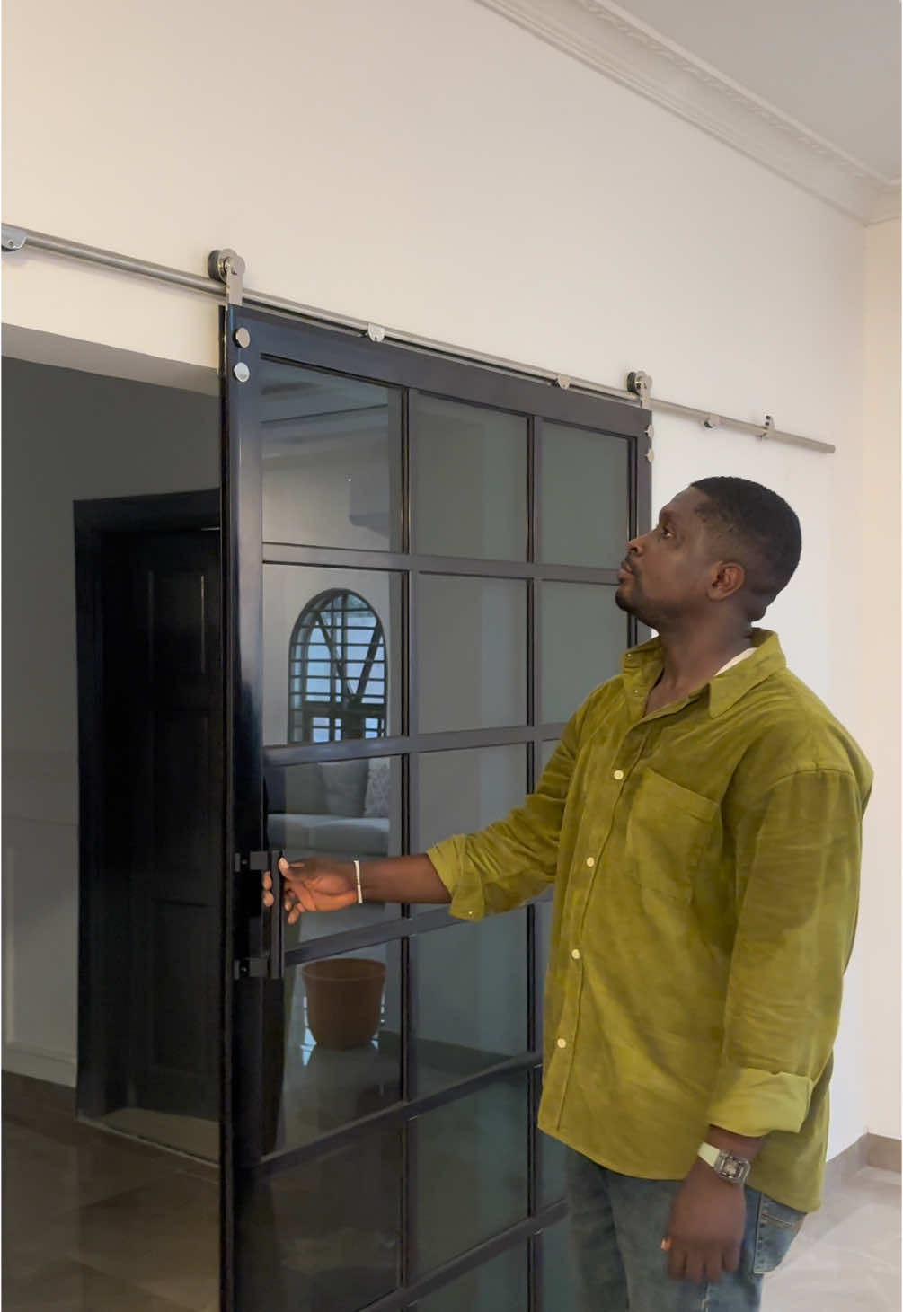Now this glass door here is a masterpiece!  It comes with divisions which makes it look classy. Looking to install glass doors? Talk to us! #foryou #fyp #creatorsearchinsights #viral #glassdoor #glassdoors #homedesign #creative 
