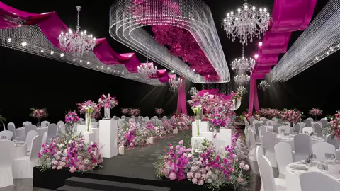 Concept sảnh tiệc cưới sang trọng tone hồng ngọt ngào gửi tới cô dâu chú rể ạ #trangtritieccuoi #sieutieccuoi #decorcuoi #dreamwedding #thietketieccuoi 