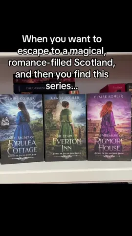 The Secret of Drulea Cottage, The Heart of Everton Inn, and The Treasure of Rigmore House make up a COMPLETE Scottish romantasy series with selkies, fairies, a cozy village setting, and all the swoony romance 💖 #romantasy #fantasyromance #bookrecommendations #cozyfantasy #selkies #nospicebooks #cleanfantasyromance 