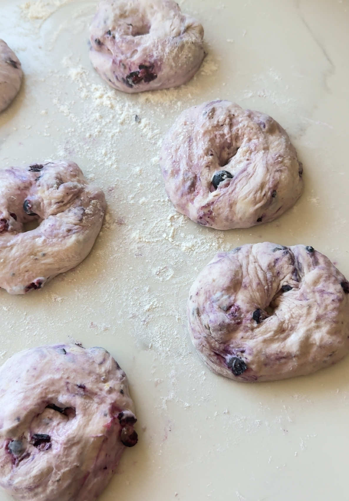Sourdough Blueberry bagels 🥯🫐 #sourdough #sourdoughrecipe #blueberrybagels #baker 